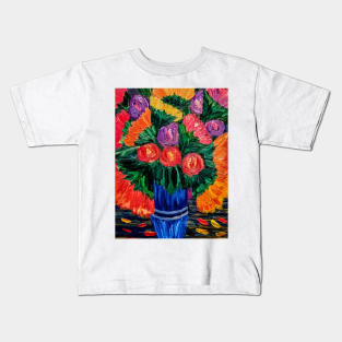 beautiful bouquet flowers in a glass vase Kids T-Shirt